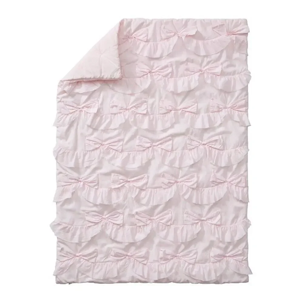 LoveShackFancy Toddler Quilt Pink Sweet Dreams Ruffle Scallop Bows Bedding NEW